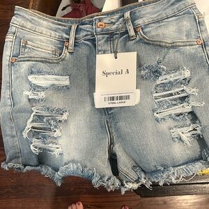 Distressed Special A Shorts. Size Large